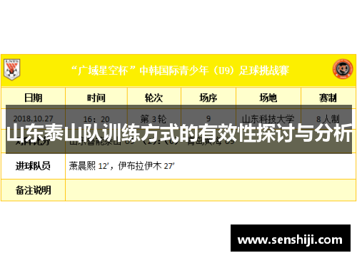 山东泰山队训练方式的有效性探讨与分析